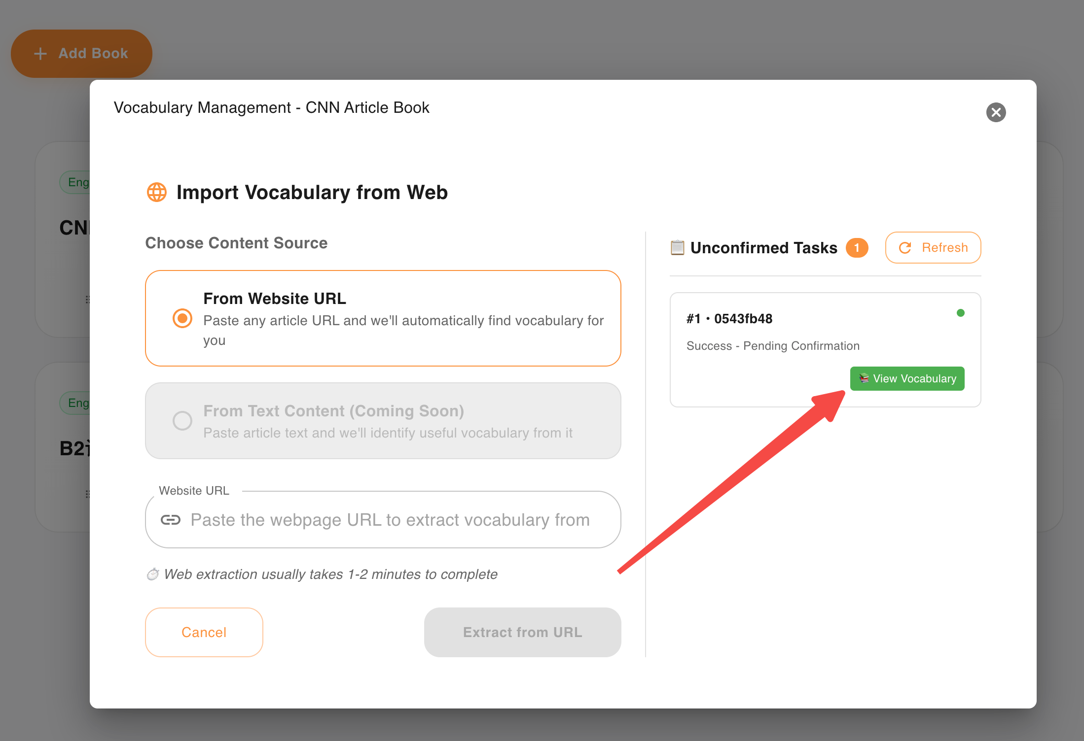 extract vocabulary from any webpage article step 5