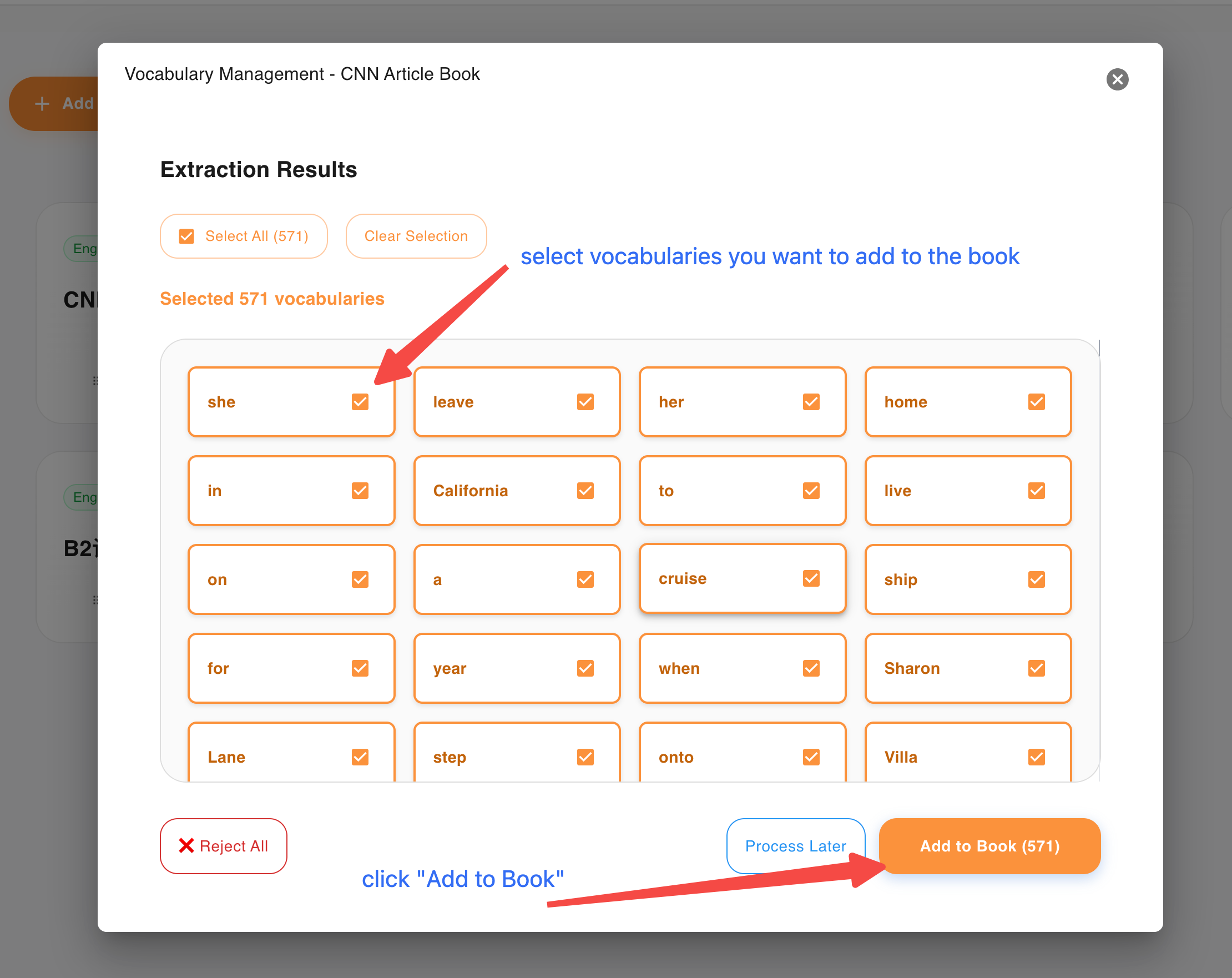 extract vocabulary from any webpage article step 6